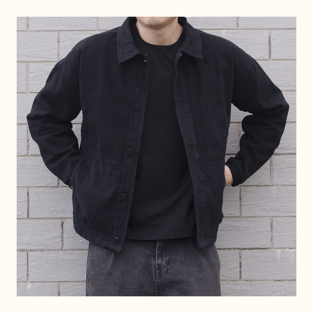 Spring And Autumn Thin Denim Jacket Men Black Trend Handsome Loose-fitting Workwear Jacket Men
